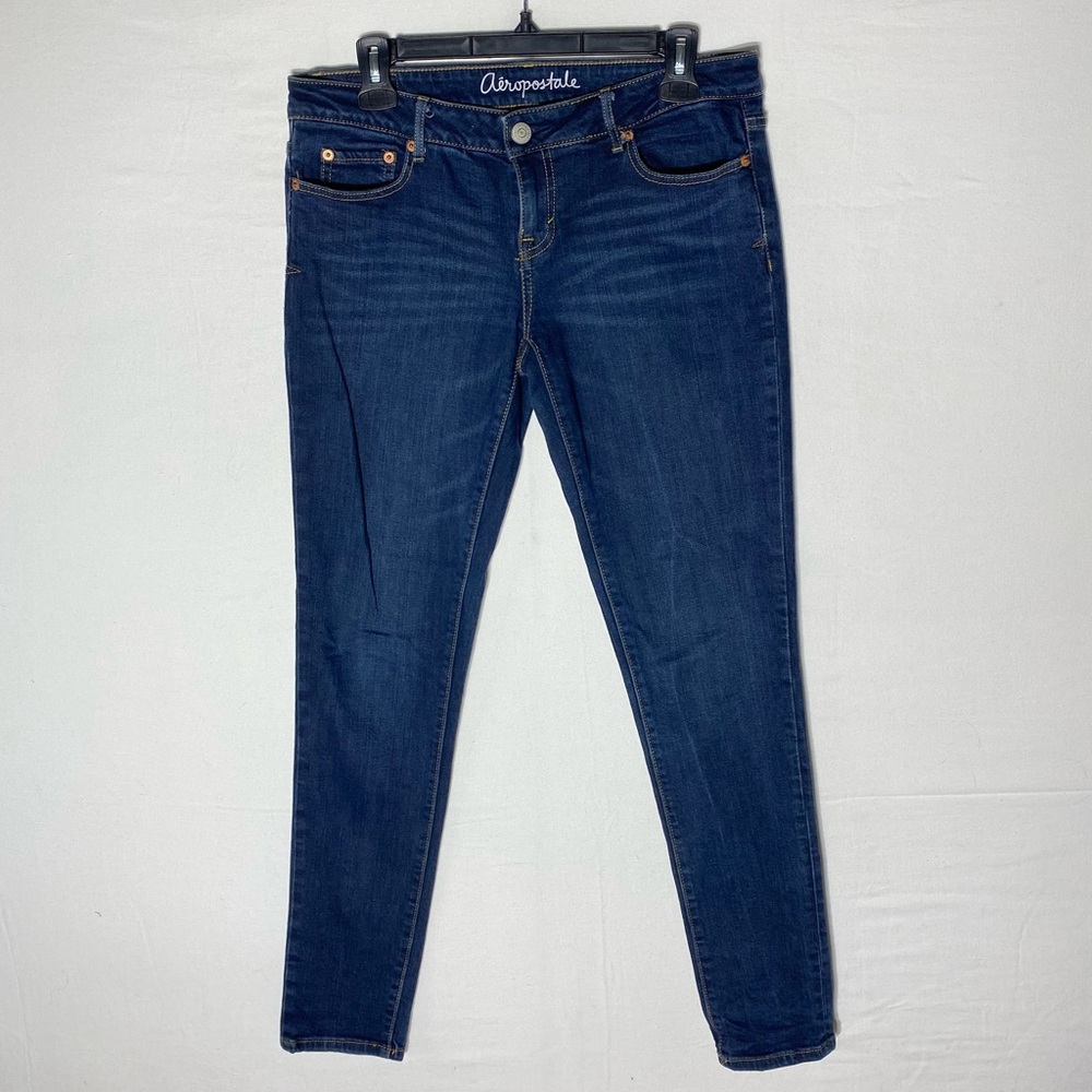 Aeropostale Lola Jegging Dark Blue Mid Rise Skinny Jeans Jeggings 8 Long